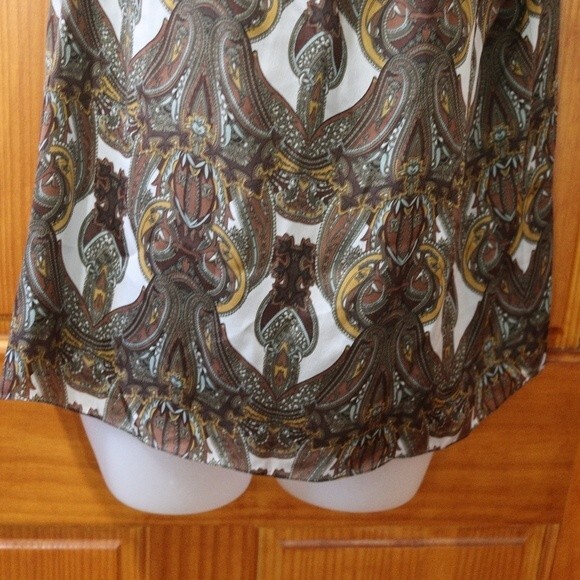 Magaschoni Heritage Paisley Silk Pussycat Bow Top Size 14 Brown Print Elegant - Picture 7 of 16
